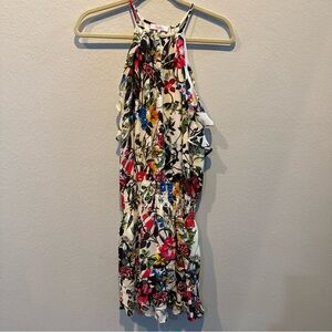 Parker Cream Floral Halter Top with Multicolor Blooms